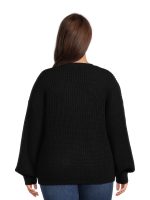 What's Next Women's Plus Size V-Neck Shaker Stitch Pullover - Image 4