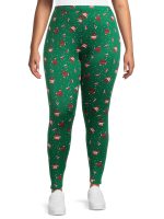 Christmas Women's Plus Size Brushed Leggings from Feeling Festive, 2-Pack, 28” Inseam