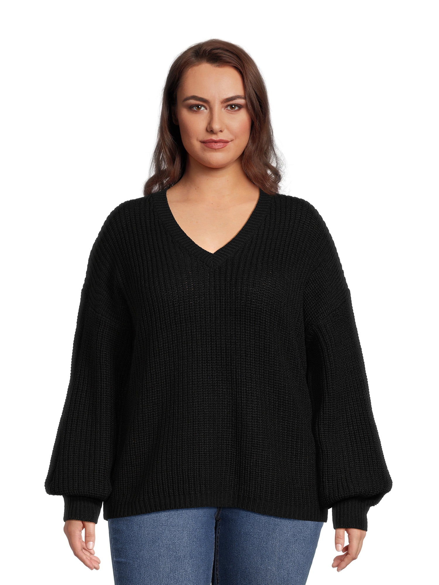 What-s-Next-Women-s-Plus-Size-V-Neck-Shaker-Stitch-Pullover_14029c06-03f9-4eb6-8ec1-1e8ab55f51e4.c3f70aa7b49dd8a3ddcea886775a09a7 What's Next Women's Plus Size V-Neck Shaker Stitch Pullover - Image 1